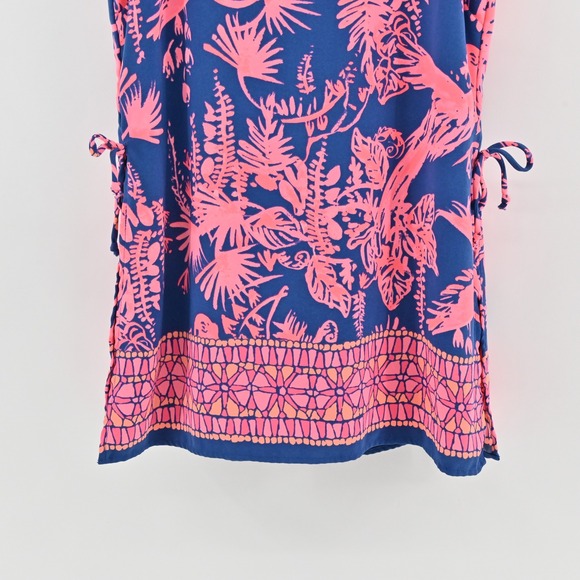 Lilly Pulitzer Donna Romper Sz 10 Indigo Night Caw Blue Pink Sleeveless Playsuit - Picture 13 of 16